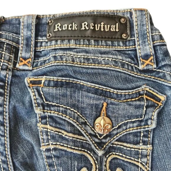 Rock Revival Women's Denim Patti Embroidered Flap Pocket Boot Jeans Size 27 - Picture 14 of 16
